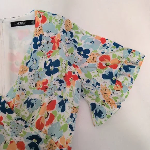 Lauren Ralph Lauren Floral Fit & Flare Dress Size 8 - Picture 7 of 10